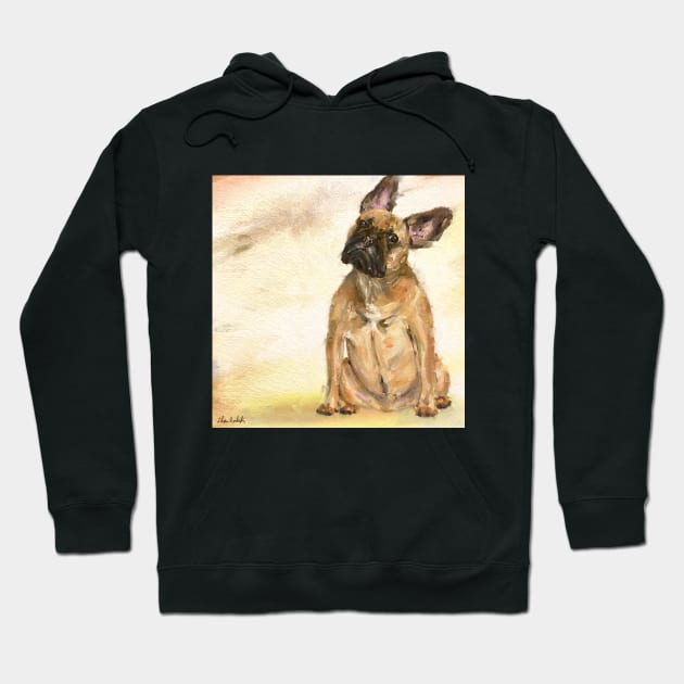 French Bulldog Tilting Its Head - Painting Hoodie by ibadishi